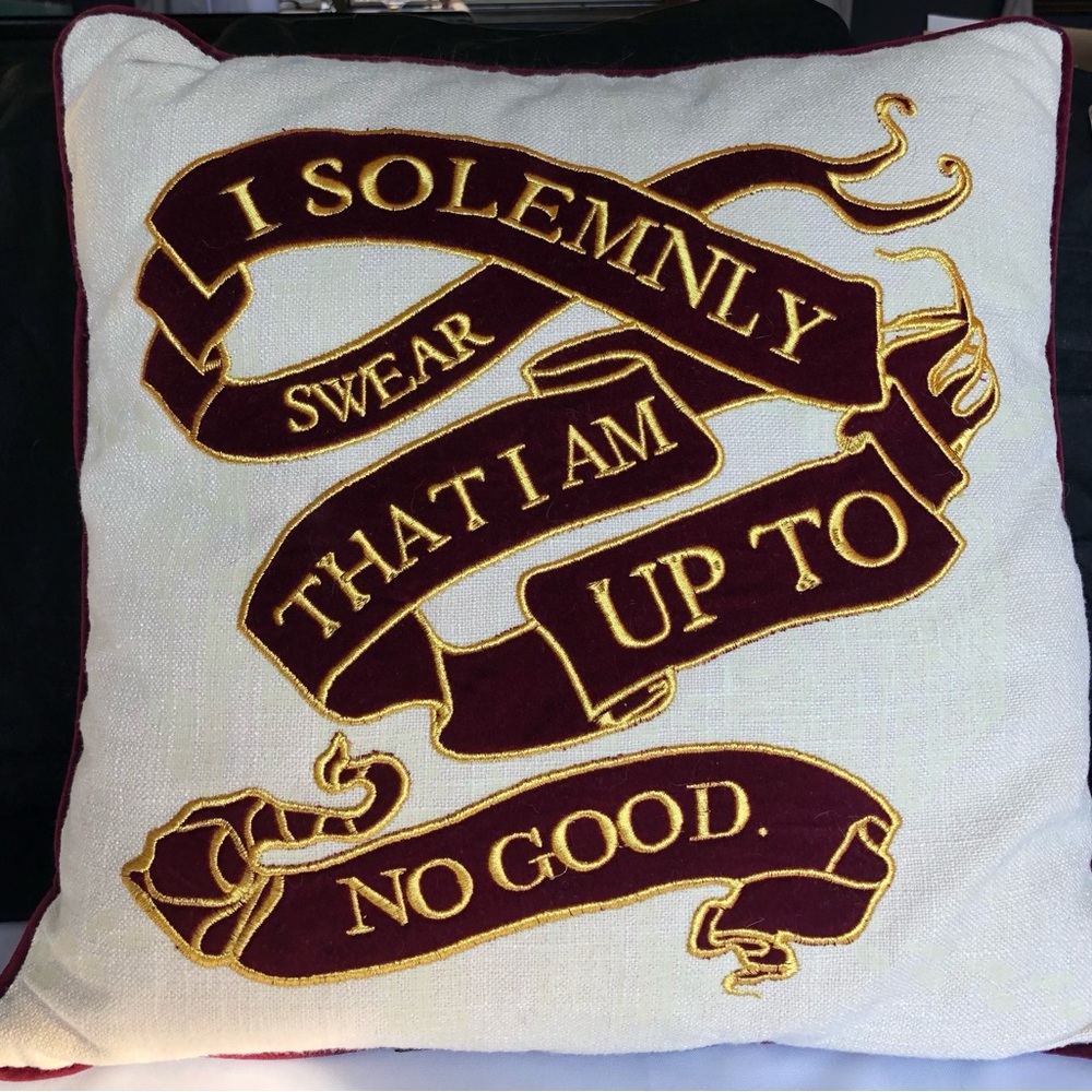 Pottery Barn Teen Harry Potter “I Solemnly Swear…” Marauders Map pillow.